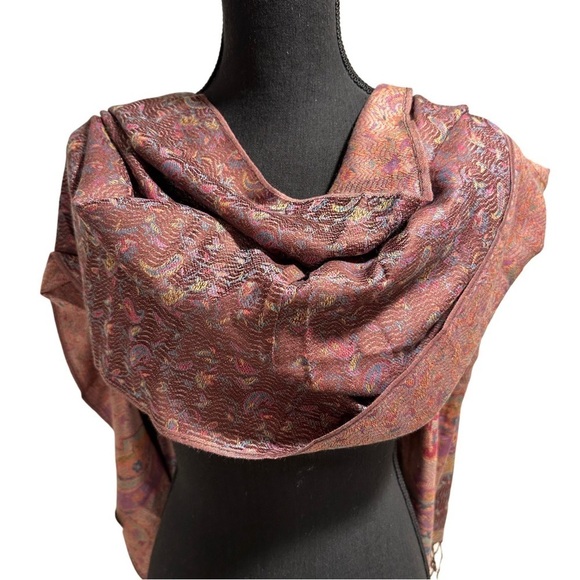 Elegant Shawl in Dark Maroon- Versatile Wrap, Scarf, Poncho, or Cape Soft Rayon - Picture 7 of 16